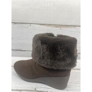 Jones New York Boots Womens Size 9M Brown Jny-Carlyta Faux Fur Ankle Booties